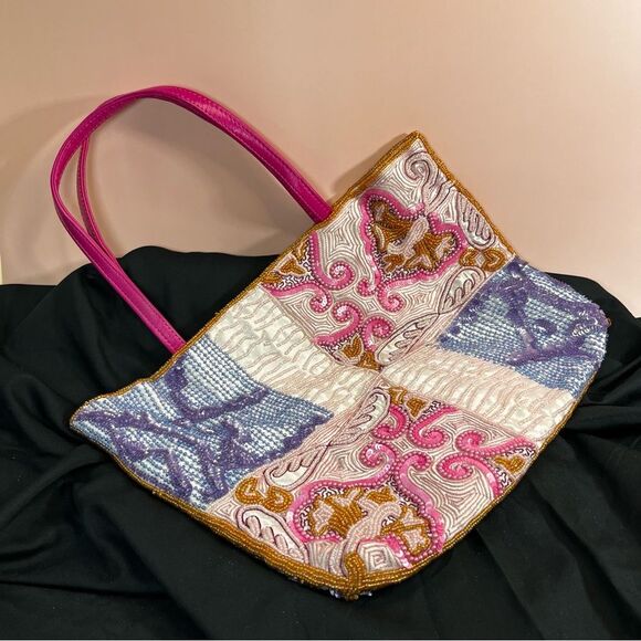 Beaded and Sequin Silk Formal Vintage Purse - Picture 1 of 8